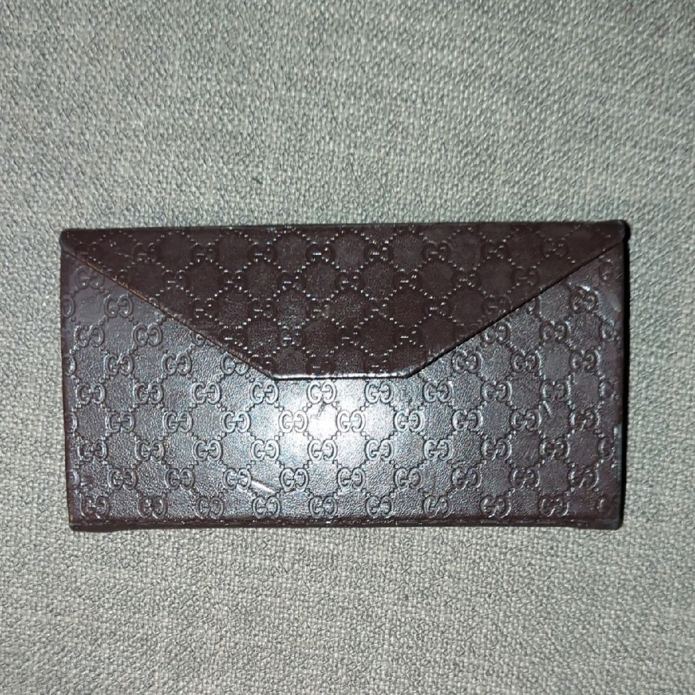 Gucci Dark Brown Embossed Sunglass Case